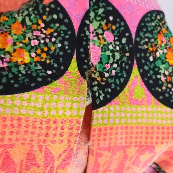 Vtg Mr B of California Maxi Skirt Small? Boho Black Orange Pink Floral Print - Picture 7 of 10